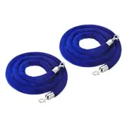 2Pcs Blue Velvet Stanchion Rope Crowd Control Barrier Rope(Silver,5 Feet)