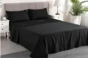 LINENOVA Bamboo Blend Sheet Set Comfort Bedding(Black)