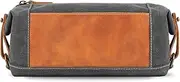 [Londo] Toiletry Bag Genuine Leather and Canvas Travel Toiletry Bag Dopp Kit - Unisex
