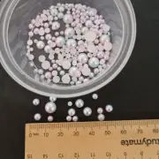 200pcs 3-8mm Pale Pink & Blue Mermaid Gradient Pearl Flatback Half Round Beads