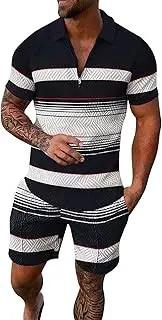 [Generic] Tuxedo Nightgown Casual Shirt and Shorts Sets Two Summer Outfits Zip Tracksuit Set Mens Sexy Bathing Suits