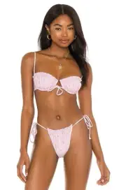 lolli swim Oui Top Pink Floral Bikini Summer Revolve M NWT $99