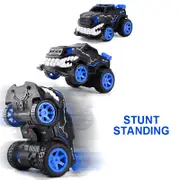 Catzon Remote Control Monster Truck with LED Light 360 Rotating for Kids Blue