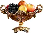 European Resin Fruit Plate,Retro Fruit Tray,High-Foot Double-Handled Fruit Plate,Dessert Plate for Fruit,Dry Fruits and Snacks Snack Plate