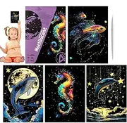 Handmade Scratch Drawing Paper, Glitter Art Sheets, Colorful Luminous Patterns, A4 Size, with Pen Included, 8.27x5.91 Inches, Perfect for Sketching, Doodling, and Artwork