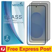 [2 Pack] Privacy Anti-Spy Full Coverage Samsung Galaxy S25 (6.2") Tempered Glass Fingerprint Unlock Premium 9H HD Screen Protectors by MEZON (Galaxy S25, Privacy) – FREE EXPRESS