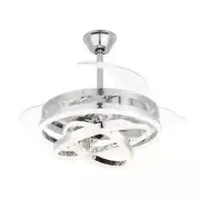 BELLA DEPOT 42 in. Chrome Reversible Invisible Blades Ceiling Fan Remote Light
