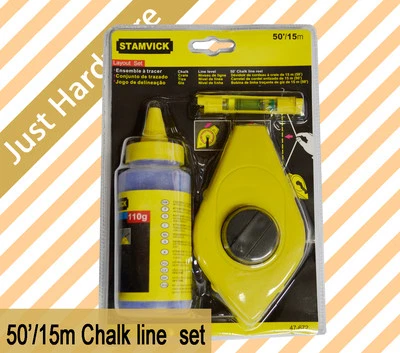 50' 15m 3pcs 110g Chalk Line Reel Set Level High Quality