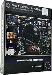 YouTheFan NFL Baltimore Ravens Retro Series 500pc Puzzle with Bonus Poster, Team Colors, 15" x 20"