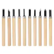 10pcs 65# Manganese Steel Wood Chisels Hand Carving Tools Carving Knife Set