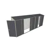Build-a-Shed 0.8 x 5.2 x 2m Hinged Door Tunnel Shed with Double and Single Sliding Side Doors - Grey