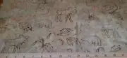 MODA Fabric - TRAIL'S END - Moose Bear Leaf Outlines BATIK on Tan - BTHY
