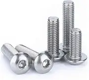 100 Pack - Button Head Socket M3 M4 M5 M6 M8 M10 M12 Screws Bolts Stainless Steel A2 G304 (M5 x 8, 10, 12, 16, 20mm [15-25 Each / 100 Total])