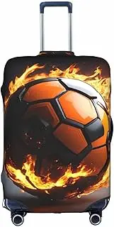 [Pvinnk] Soccer Ball Print Protective Luggage Cover Elastic Washable Suitcase Protector Travel Gear Protector, White, Small