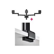 Atdec AWMS-3-13714 Triple Monitor Arms + 400mm Post / 12kg (26.5lb) Flat Screens, 10kg (22lb) Curved Screens + C Clamp Desk Fixing, Black