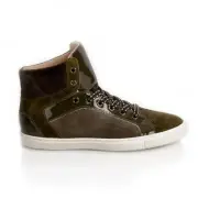BAIRD ORIGINALS Falkland Olive Fur Suede Leather High-Top Sneakers NEW 9
