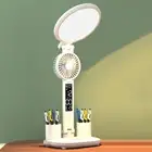 LED Fan Desk Light Dimmable Desk Lamp with Clock Date Temperature Bedside Night