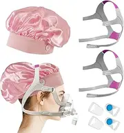 2-Pack N20 Headgear Replacement Compatible with AirFit N20 CPAP Mask Medium Headband with 4 Clips+2Pcs Satin Covers Headgear Pads Satin Sleep Hat Cap for Most Headgear Strap Elasticity Hair Saver