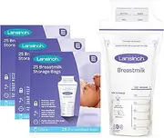 Lansinoh Breast Milk Storage Bags Breastmilk Pouches for Fridge or Freezer use, Store Flat or Standing, BPA and BPS Free, pre-sterilised, Double Zipper Seal, Pack of 75