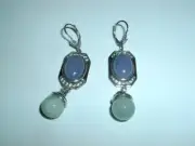 CHINESE Lavender n Green JADE CZ 925 Sterling Silver Lever Back Pierced Earrings