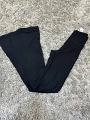 Aerie Offline High Smocked Waist Super Flare Black Leggings NWT Size XS