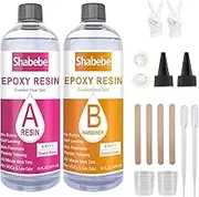 32OZ Epoxy Resin Crystal Clear Kit,Anti UV Non-Toxic Easy Tint No Bubble Resists Scratching and Yellowing for DIY Jewelry Tumblers,Art,Crafts of the Crystal Clear Epoxy Resin (32 OZ)