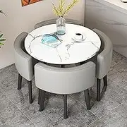 Modern Dining Table Set for 4 with Chairs Office Reception Furniture Round/Square Kitchen Table Business Conference Room Table and Chairs Combination Club Table for Dining Room Dinette.
