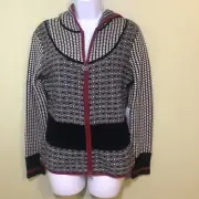 Neve Womens Nordic Sweater Lambswool Blend Ski Zip Hoodie Cardigan NWT MEDIUM