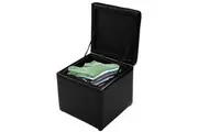 Giantex 40CM PU Leather Storage Ottoman Flip Top Footstool Seat Cube Blanket Box, Black
