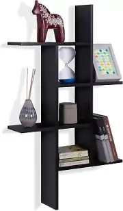 Danya B. Cantilever Cubby Decorative Modern Wall Mount Shelf Horizontal (Black)