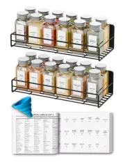 2 Pack Magnetic Spice Rack Refrigerator With 24 Jars 400 Labels Funnel