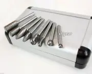 8pc Double Cut Carbide Rotary Burr Bits Set With 1/4" Shank Aluminum Case