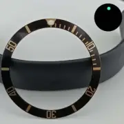 37.5mm Green Lume Aluminum Black SUB Watch Bezel Slope Golden Font Watch Part