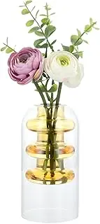 [Granvoo] Modern Flower Vase, Geometric Glass Vases, Crystal Clear Glass Vase, Tulip Vase Glass, Narrow Vase Tulips, Vase Glass for Table Decoration, Decorative Vases for Home, Living Room, Office