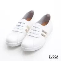在飛比找Yahoo奇摩購物中心優惠-ZUCCA-文青橫紋皮革休閒鞋-金-z7208gd