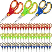 Chumia 60 Pcs Kids Scissors Bulk Safety Scissors 5.5 Inch Right Left Handed Scissors Teacher Student Scissors with Comfort Grip Blunt Tip for Children School Classroom, Assorted Colors