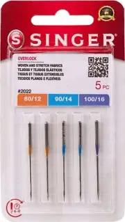 SINGER Overlock Serger Needles for Woven and Stretch Fabrics, Assorted, 5pcs