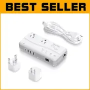 Pure Sine Wave Universal Travel Adapter - 220V to 110V Converter with 4 USB P...