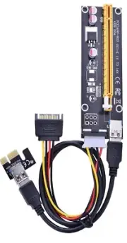 3 Pack - PCI-E 1x to 16x Powered Riser Adapter Card USB 3.0 Cable ETH Mining