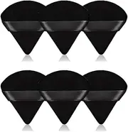 6Pcs Triangle Powder Puff, Soft Velour Face Makeup Sponge, Loose Cosmetic Foundation Mineral Wet Dry - Black