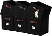 [DECOMOMO] Cube Storage Bin, Fabric Storage Cubes 6pcs Organizer Bins with Label Holder for Closet Kallax Shelves Clothes Kids Toy Nursery (Cube 10.5x11"/ 6pcs, Black)