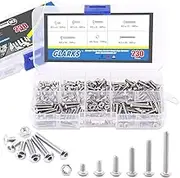 Glarks 230Pcs M3 Stainless Steel Allen Hex Drive Button Head Socket Cap Bolts Screws Nuts Assortment Kit (M3)