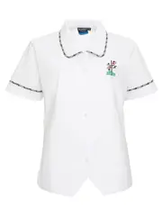 S/S Snr White Blouse With Emb