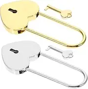 2Pcs Heart Shape Padlocks with Key for Jewelry Boxes Suitcases Diaries Decorative Small Locks for Safe Storage Travel Security