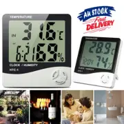 Room Temperature Thermometer Hygrometer Indoor Digital Humidity Meter LCD Clock