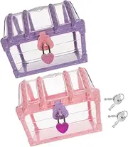 ETHZZLE 2pcs Treasure Chest Jewelry Box Decorative Keepsake Storage for Classroom Parties with Lock for Gems Small