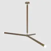 Modern Linear Brass Chandelier Minimal 3 Arm Pendant Light Ceiling Fixture