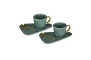 6pc Tempa Asteria 80ml Espresso Coffee Mug Cup Plate Saucer Teaspoon Set Teal