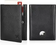 [POLARE ORIGINAL] Polare Leather Pilot Wallet Passport Holder RFID Blocking Tri-fold Travel Cover Document Organizer for Aviation Professionals, Black with AirTag Slot, Leather Pilot Wallet