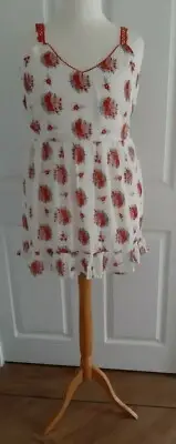 Joe Browns Simply Be Ivory / Red Floral Print Cami Top Tunic Size 16